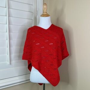 ❤️LOFT Vibrant Red Poncho Sweater